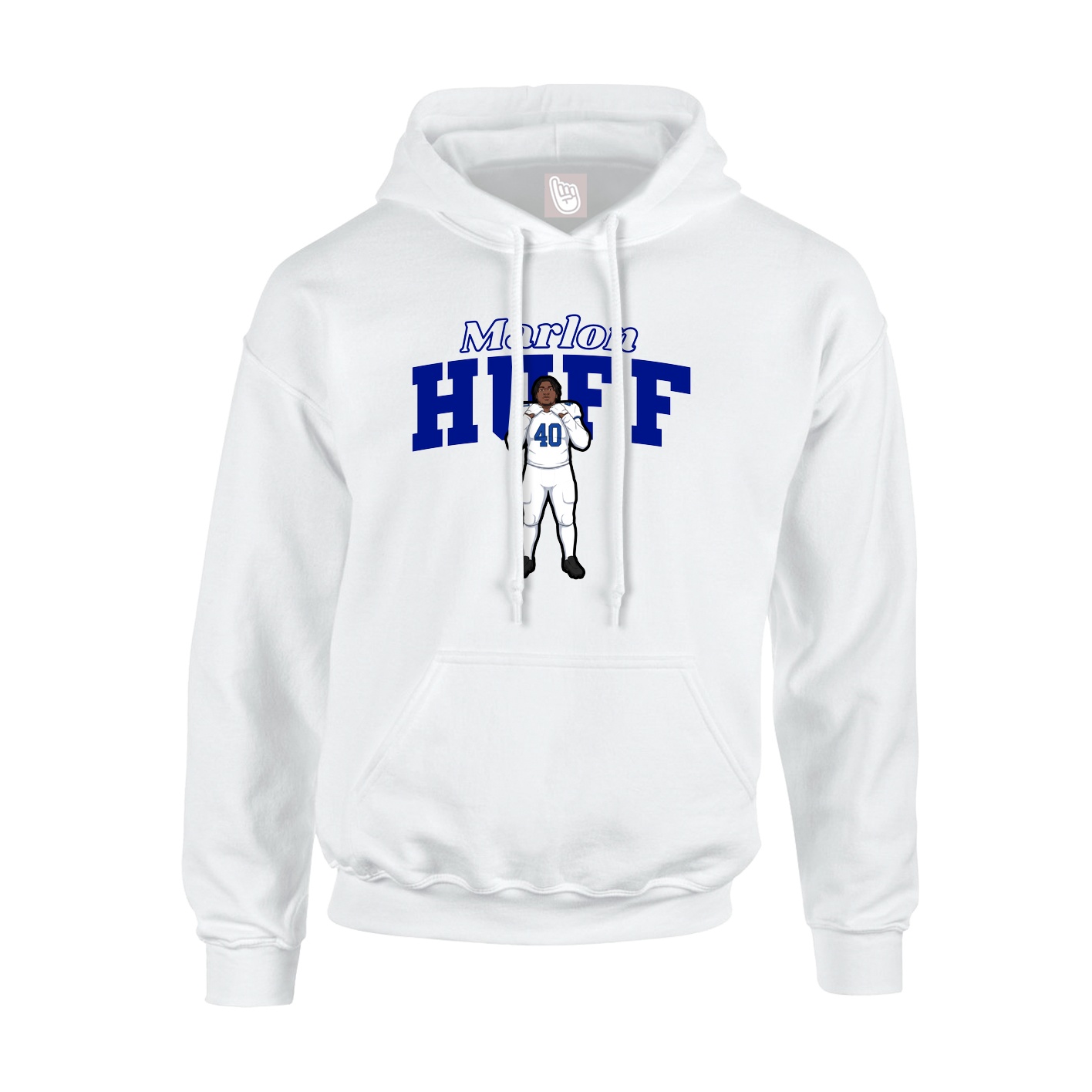 Youth Hoodie — Name Arch in White