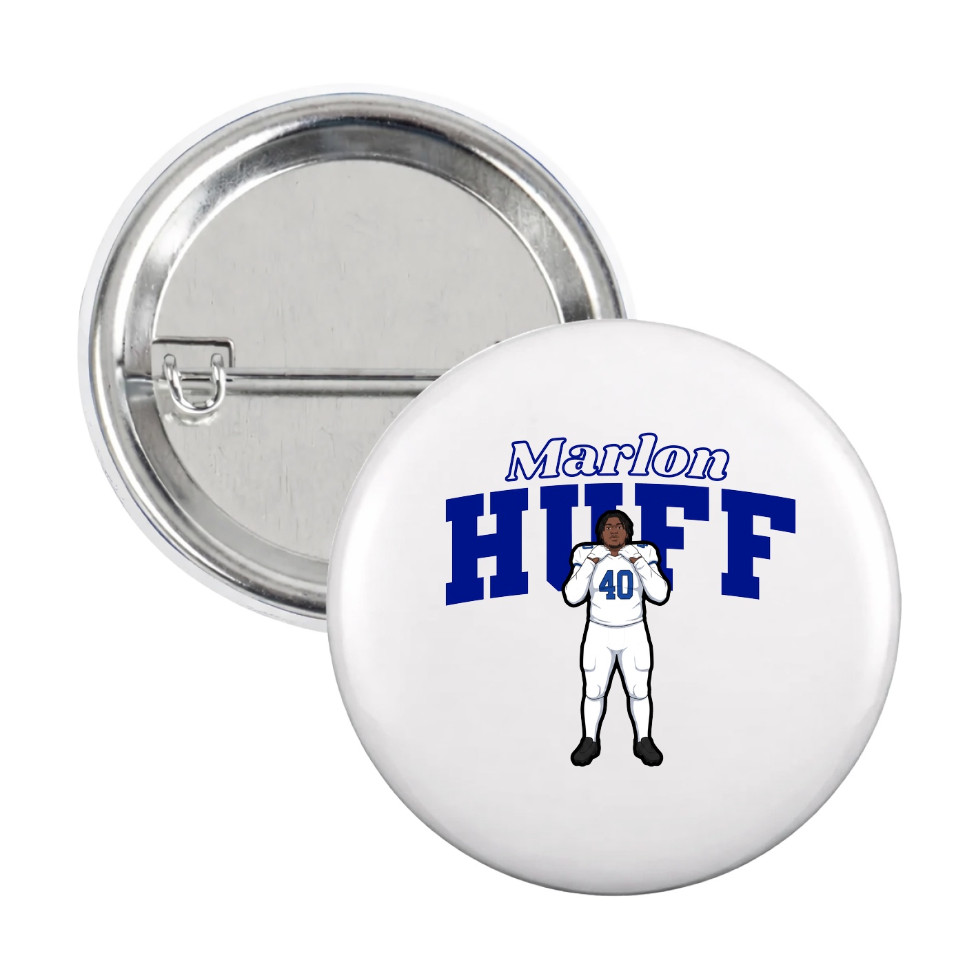 Game Day Button — Name Arch in White