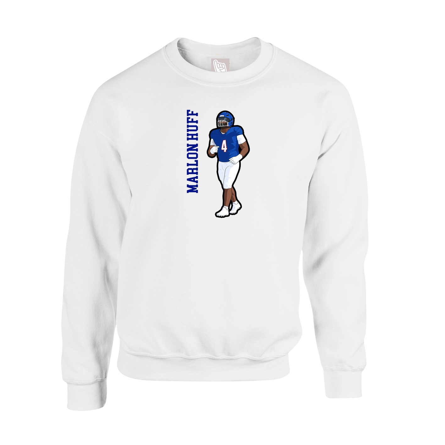 Fleece Crew — Name Vertical in White