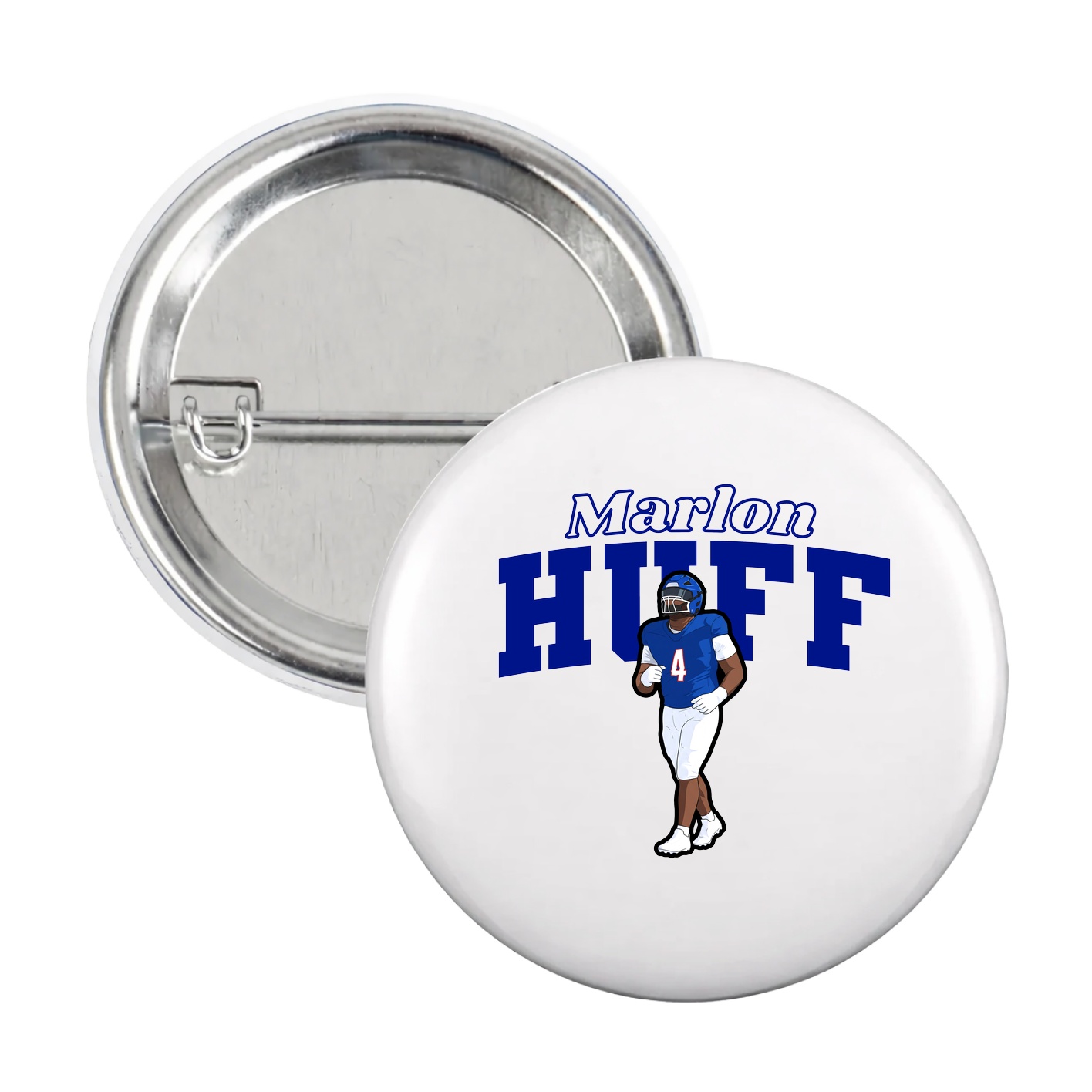 Game Day Button — Name Arch in White
