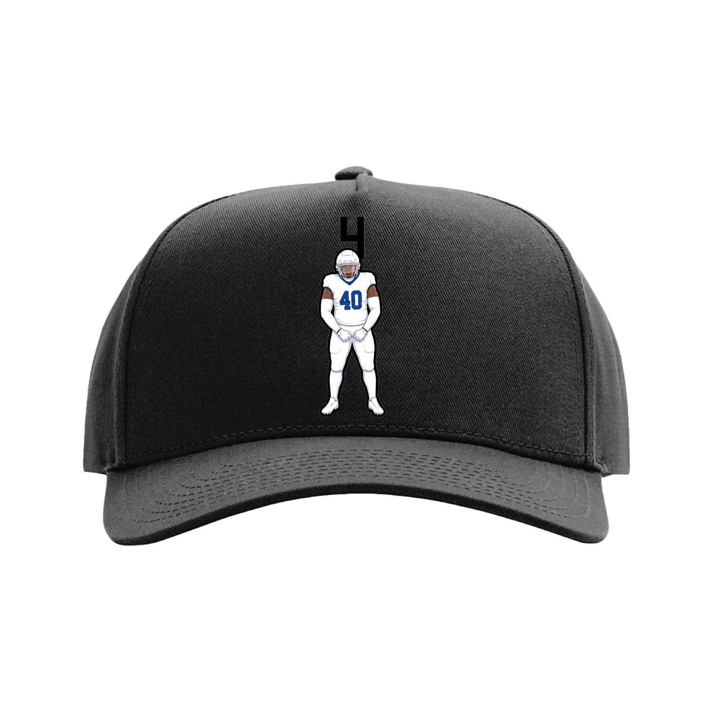 Full Fabric Five-Panel Champ Cap — Number Top in Black
