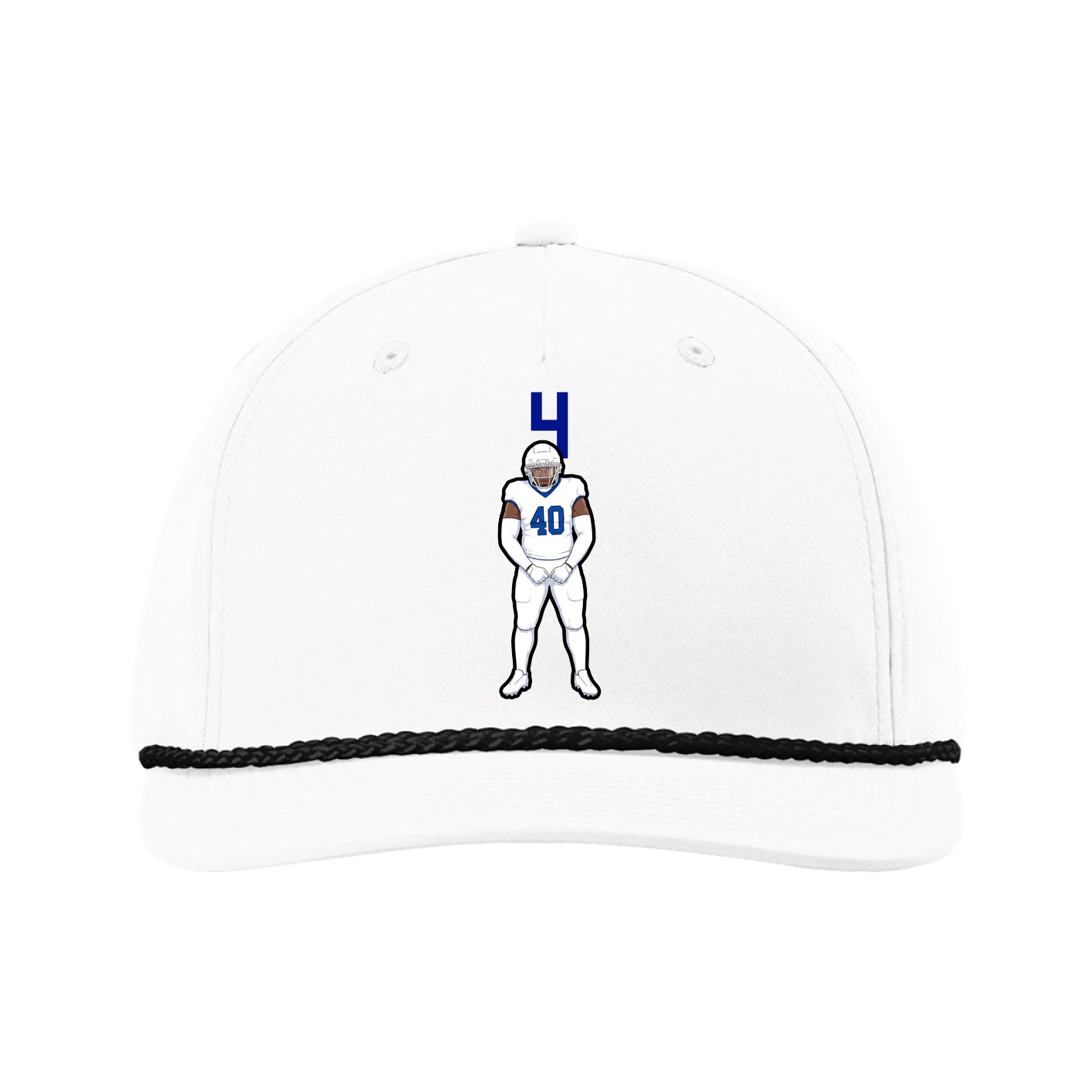 Five-Panel Classic Rope Cap — Number Top in White
