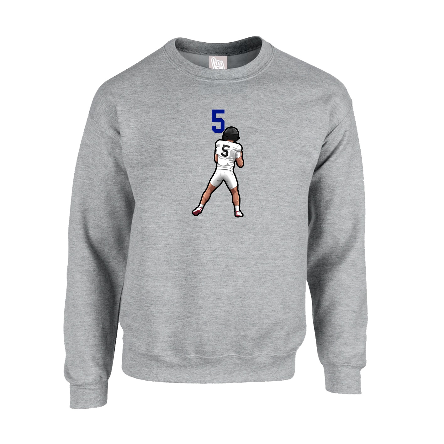 Fleece Crew — Number Top in Grey