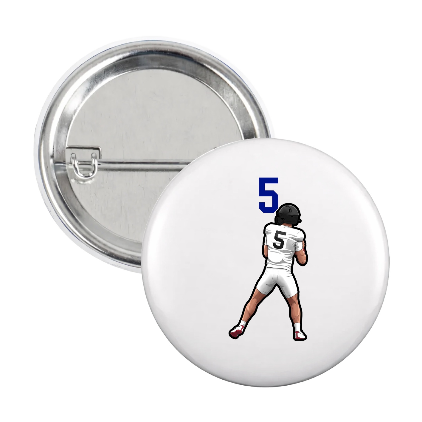 Game Day Button — Number Top in White