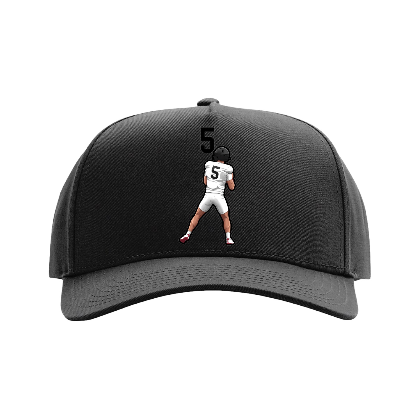 Full Fabric Five-Panel Champ Cap — Number Top in Black