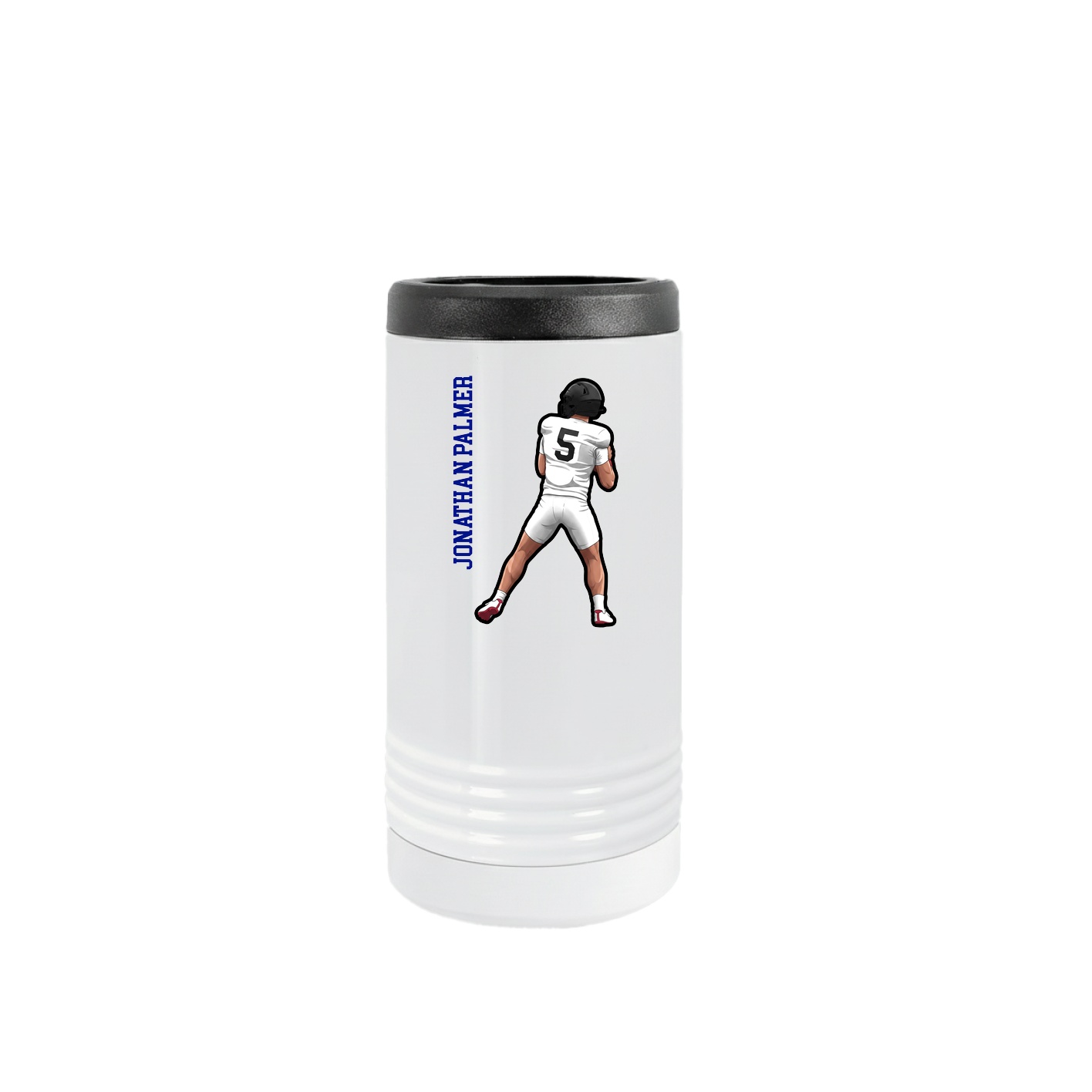 Slim Beverage Holder — Name Vertical in White