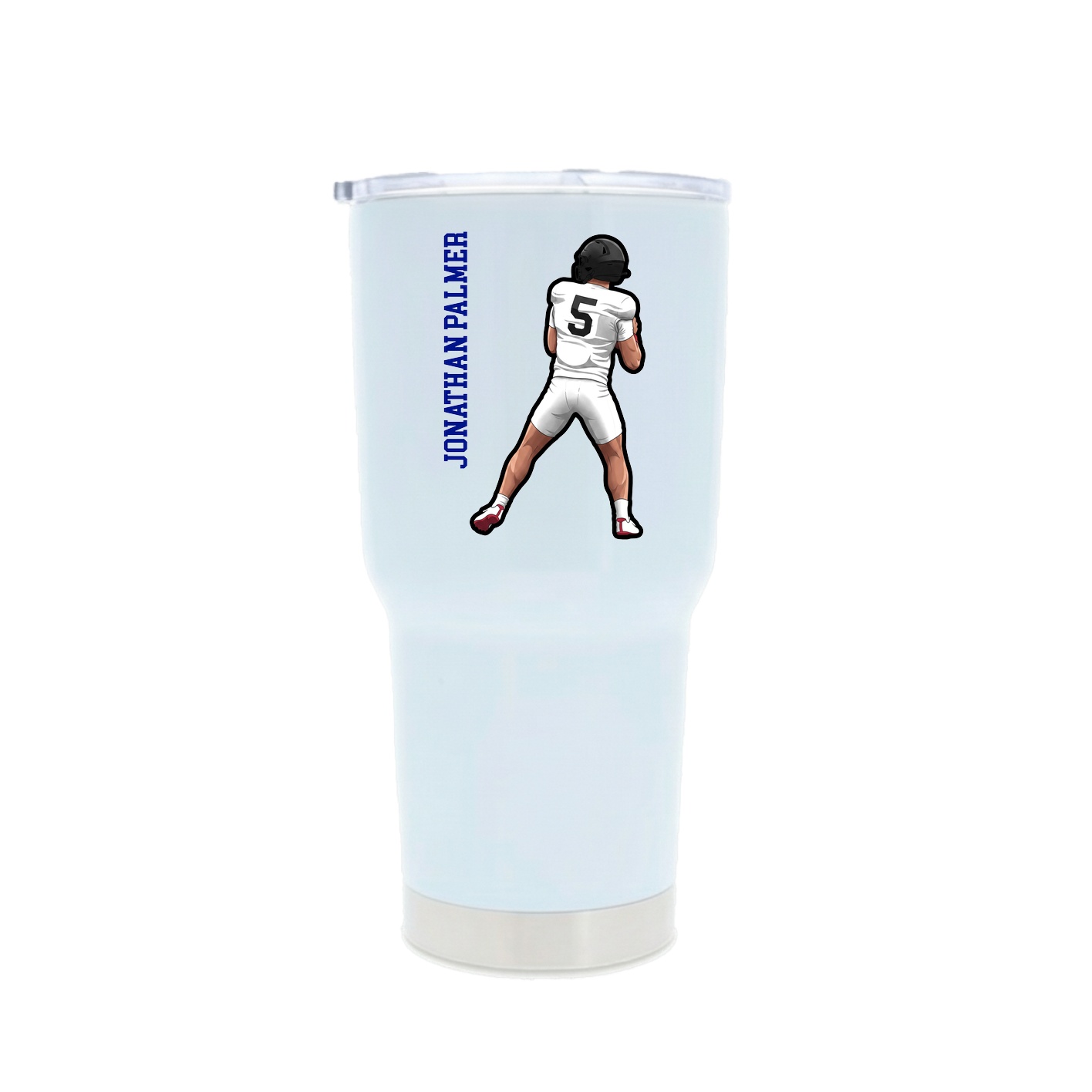 30oz Stainless Steel Tumbler — Name Vertical in White