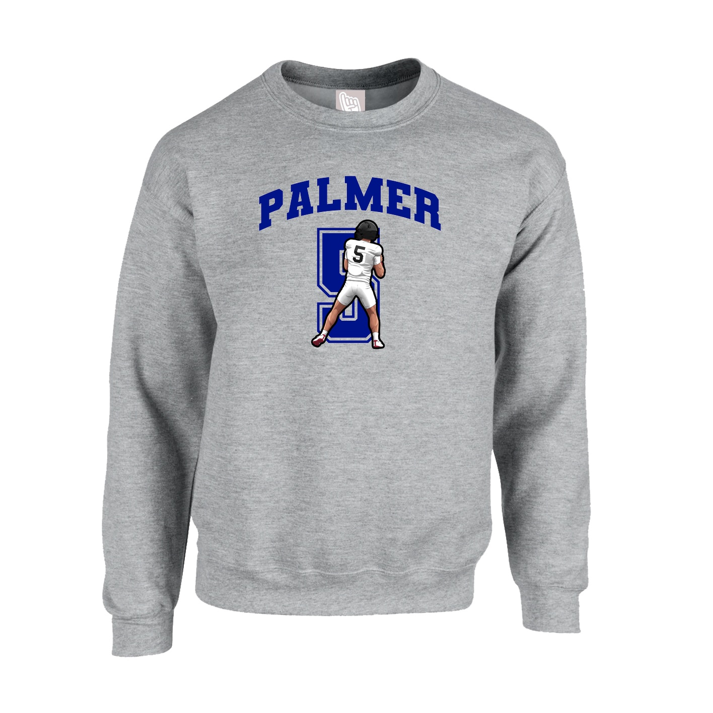 Fleece Crew — Number in Grey