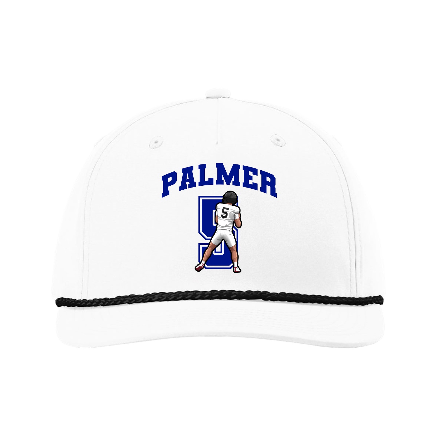 Five-Panel Classic Rope Cap — Number in White