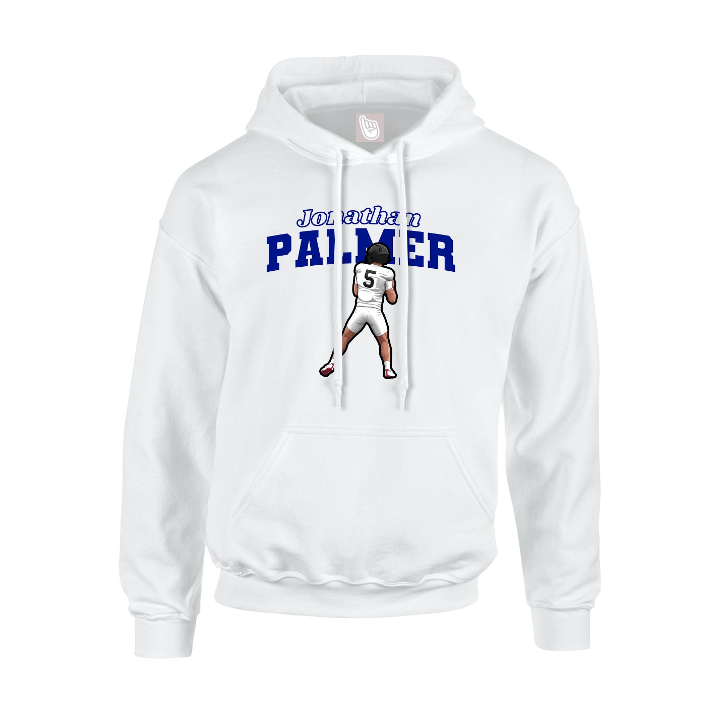 Youth Hoodie — Name Arch in White