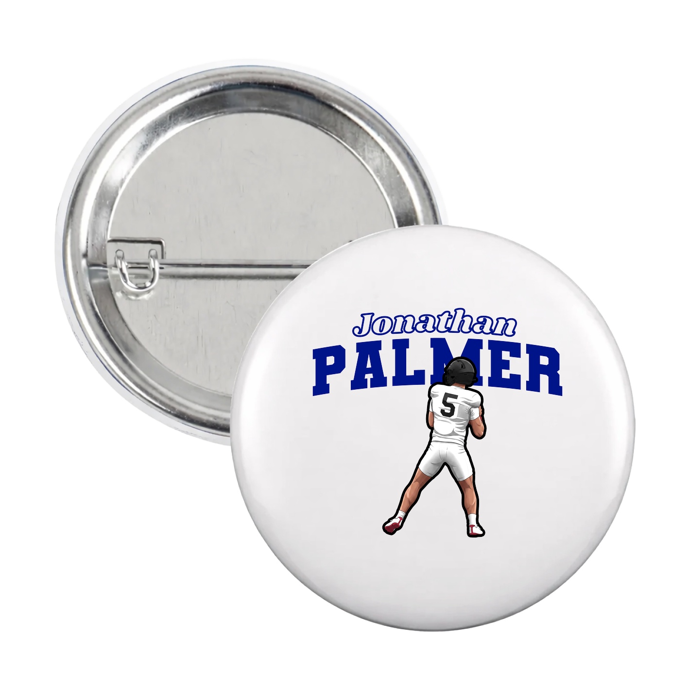 Game Day Button — Name Arch in White
