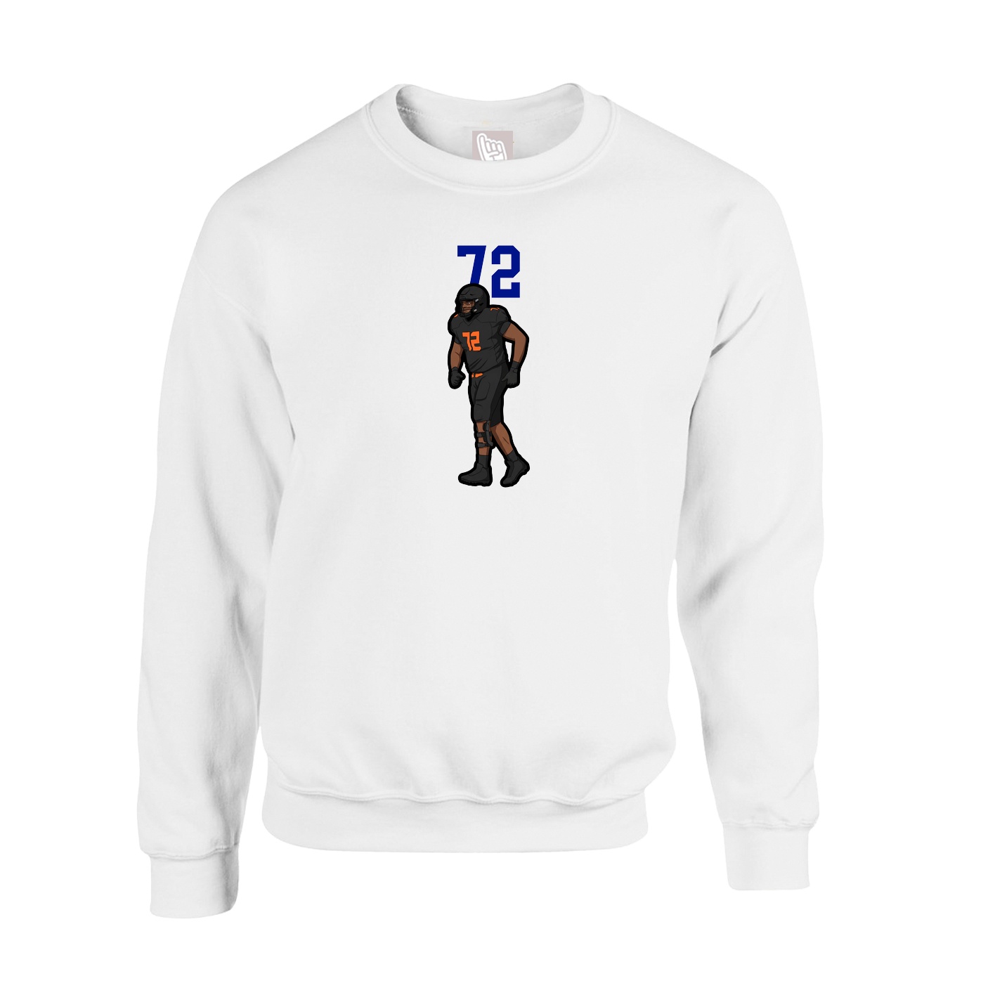 Fleece Crew — Number Top in White