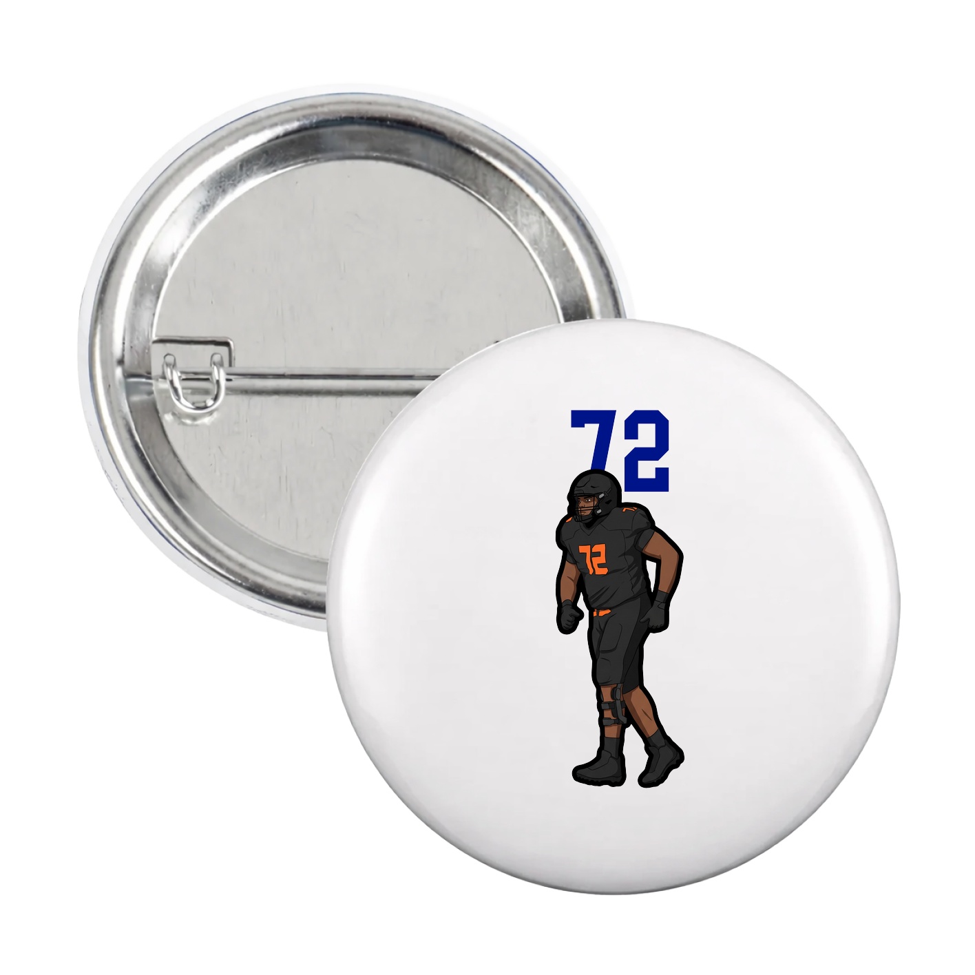 Game Day Button — Number Top in White