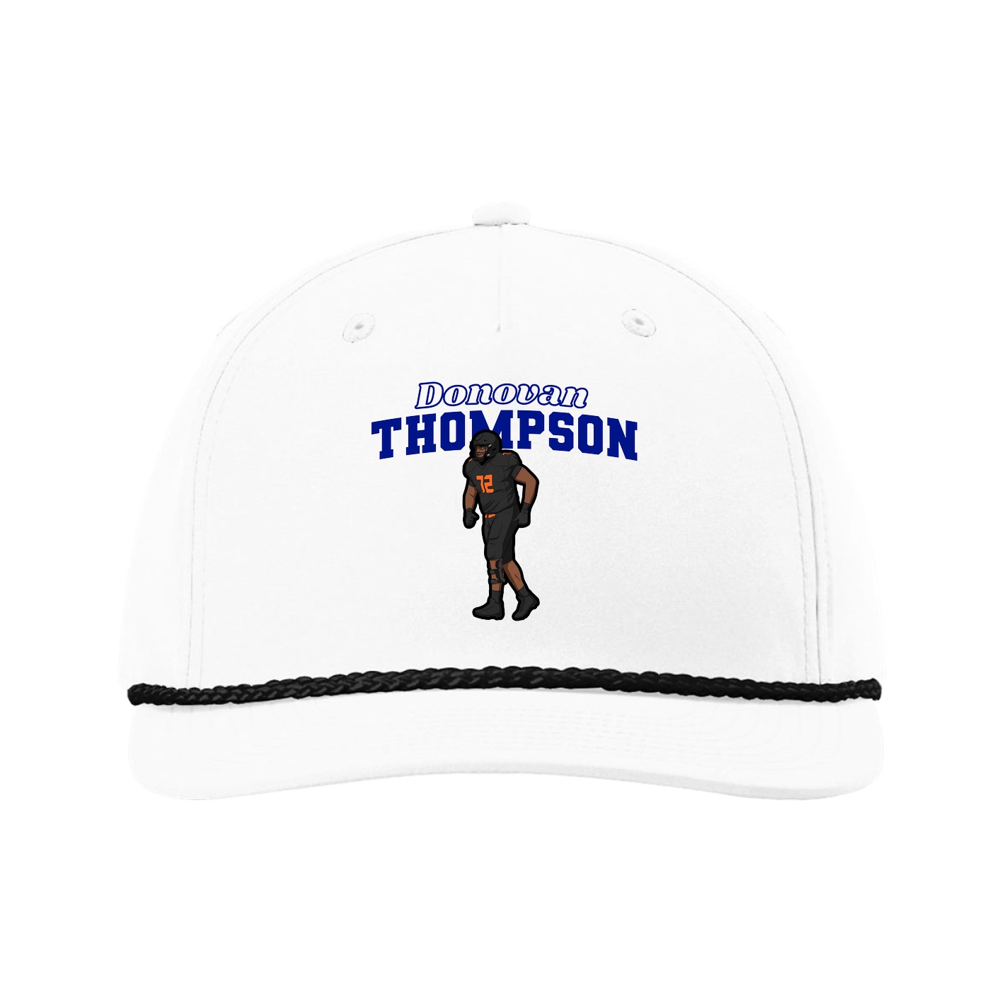 Five-Panel Classic Rope Cap — Name Arch in White
