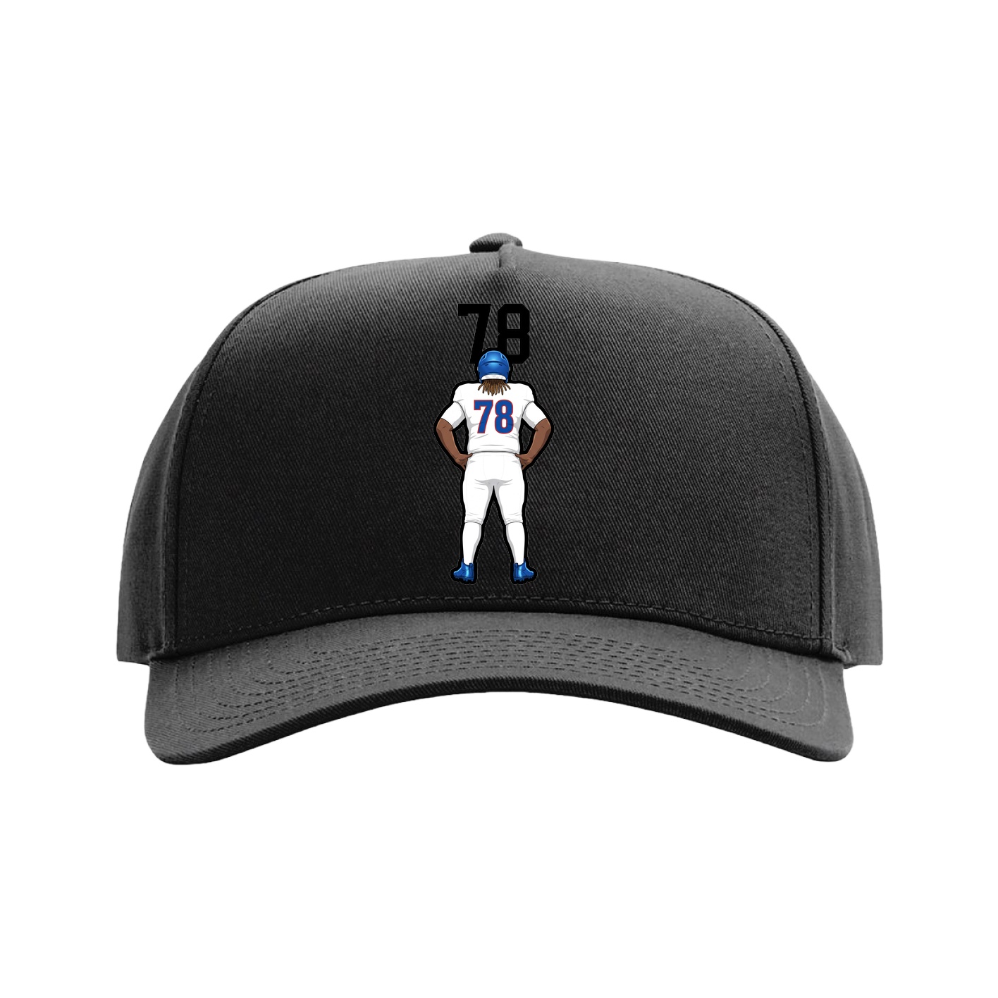 Full Fabric Five-Panel Champ Cap — Number Top in Black