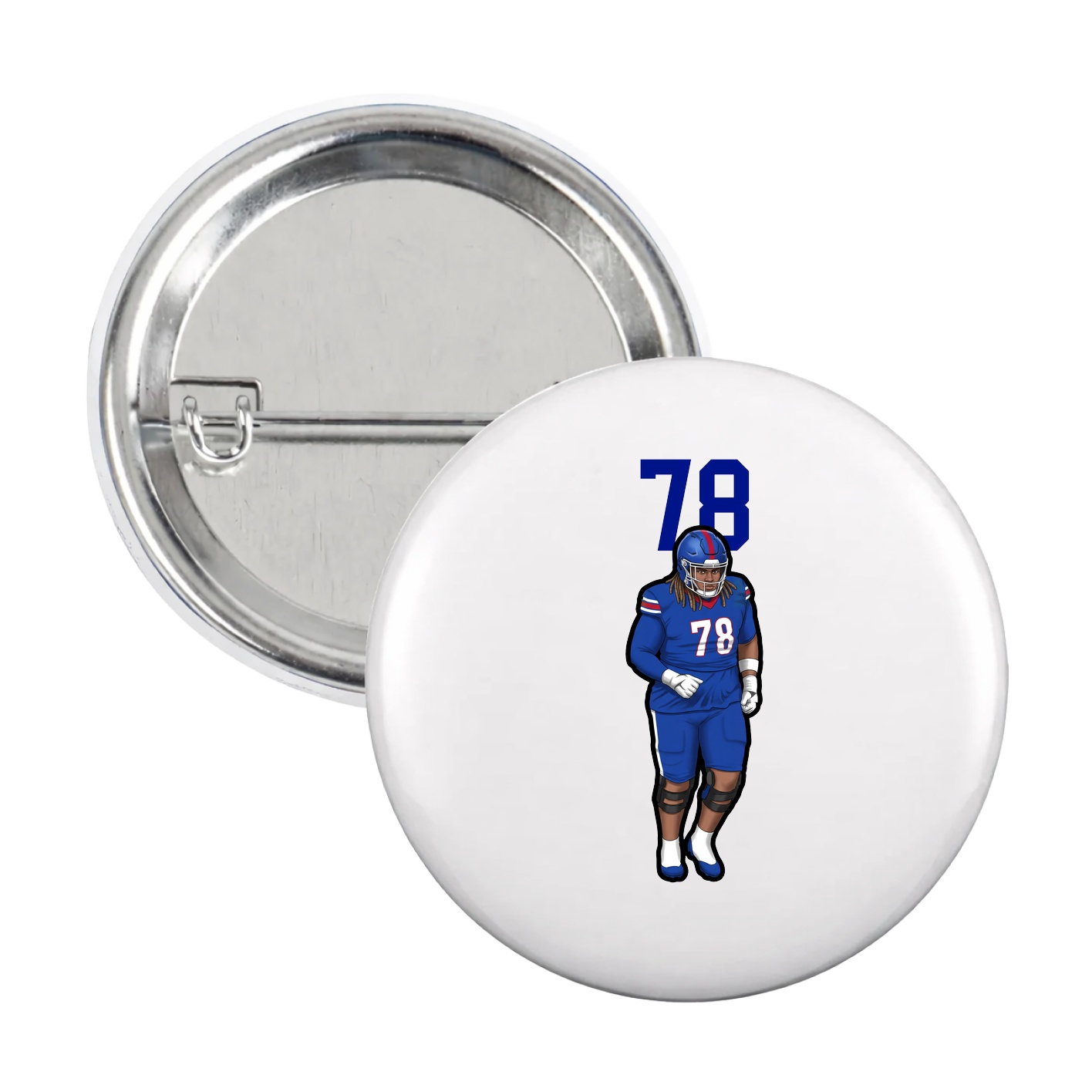 Game Day Button — Number Top in White
