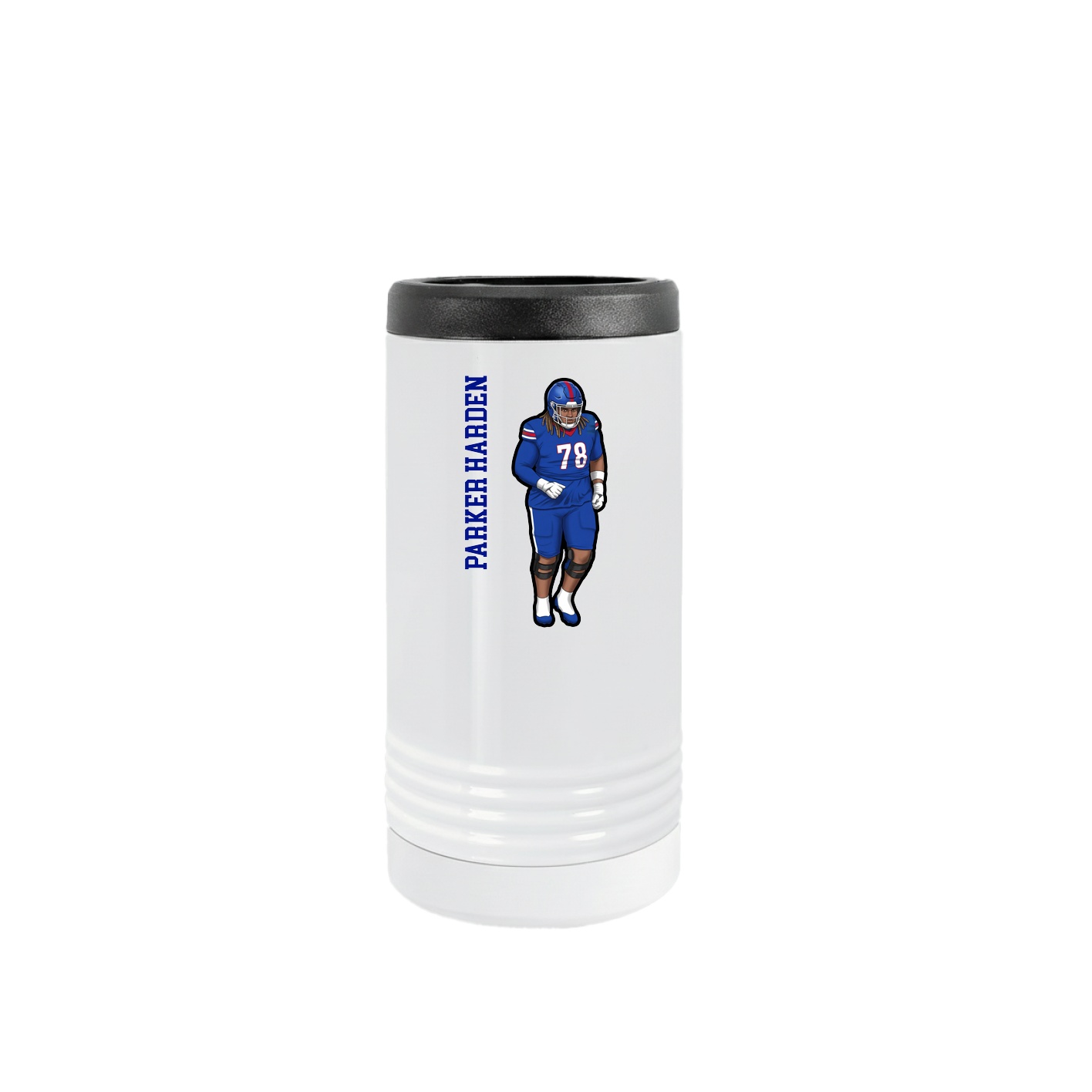 Slim Beverage Holder — Name Vertical in White