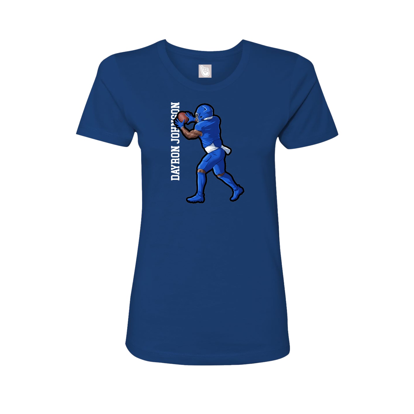 Fitted Women's Tee — Name Vertical in Royal