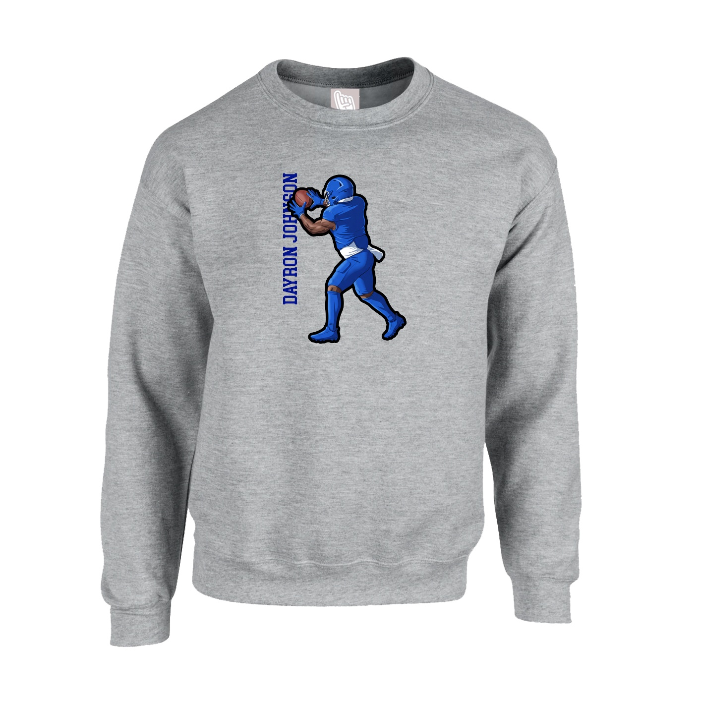 Fleece Crew — Name Vertical in Grey