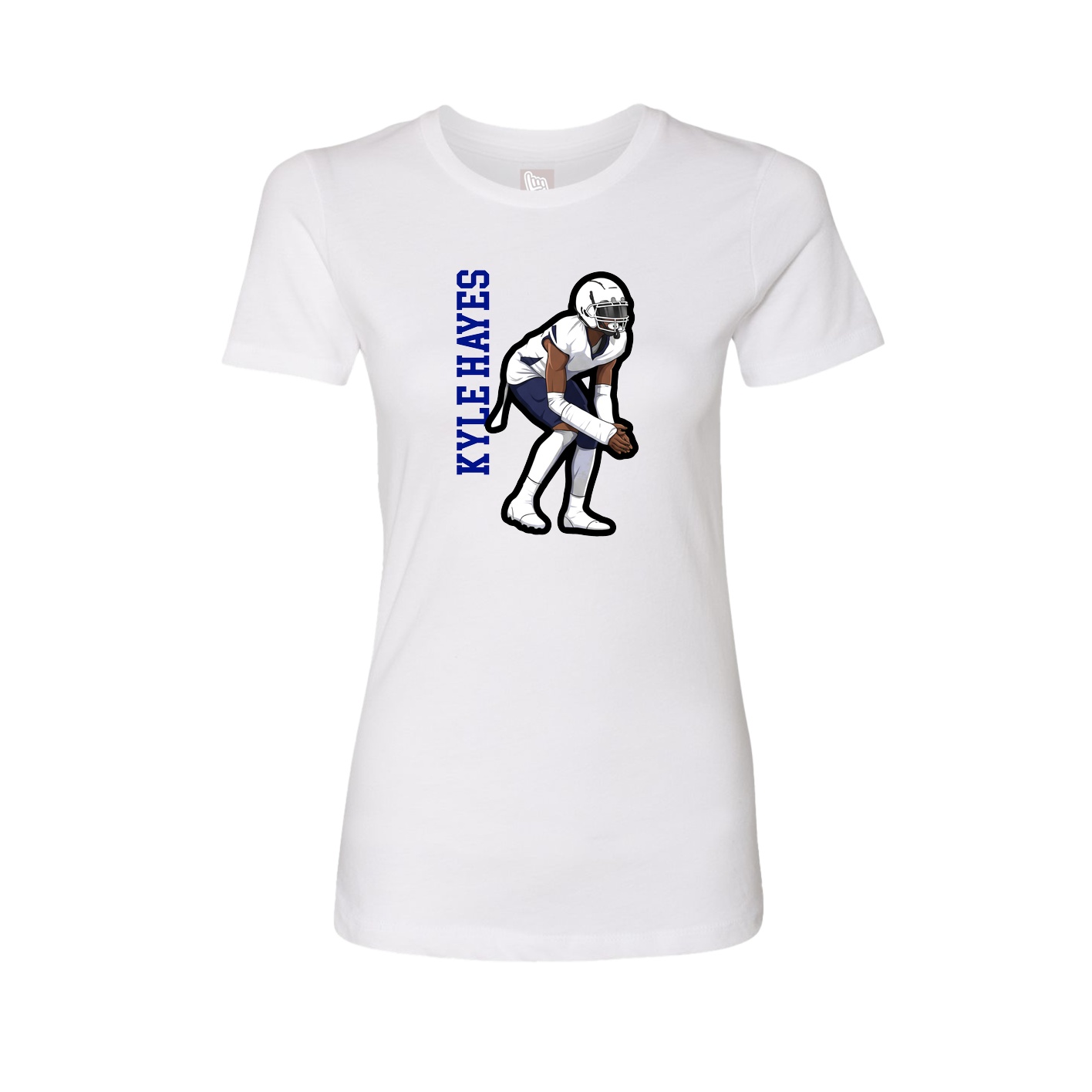 Fitted Women's Tee — Name Vertical in White