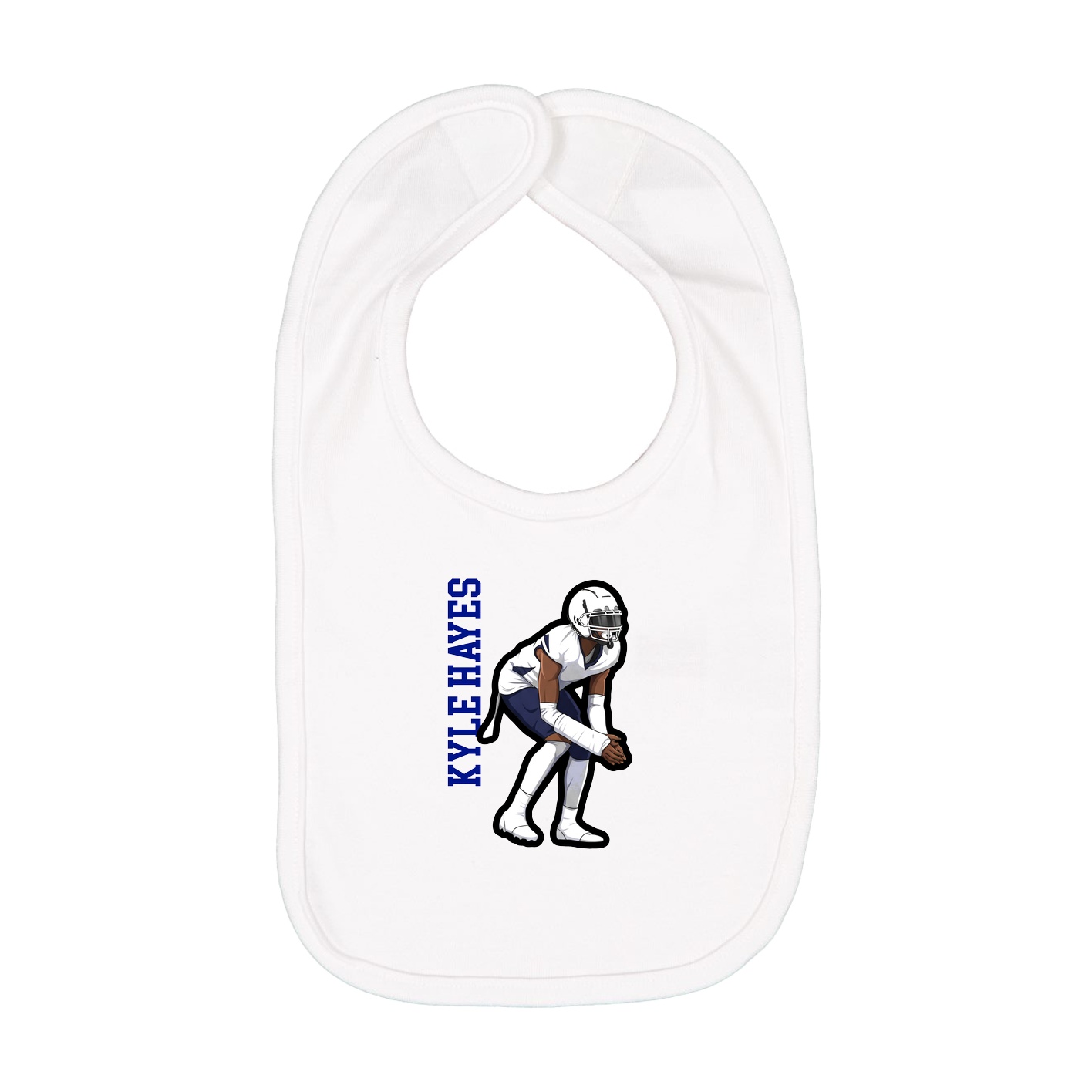 Infant Bib — Name Vertical in White