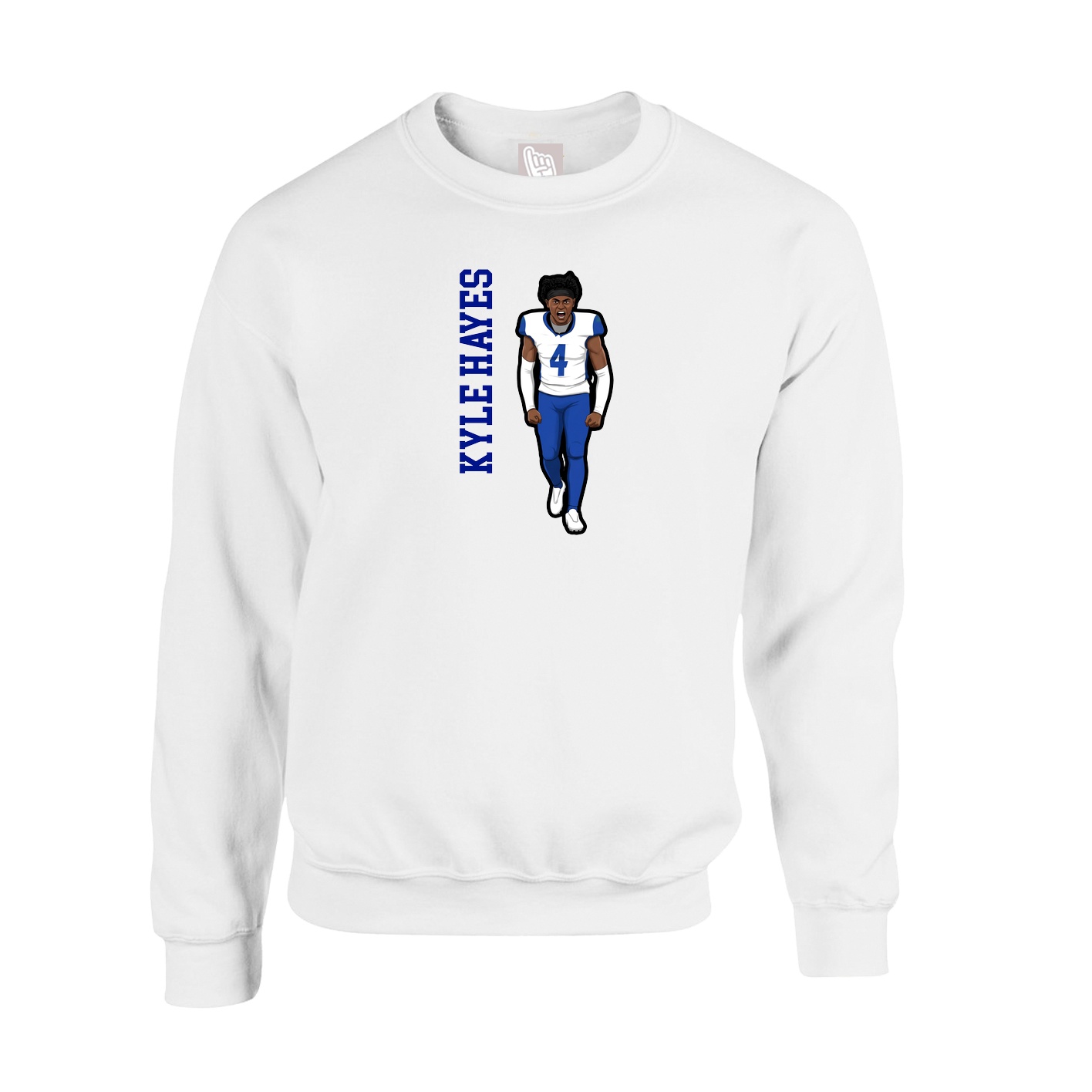 Fleece Crew — Name Vertical in White