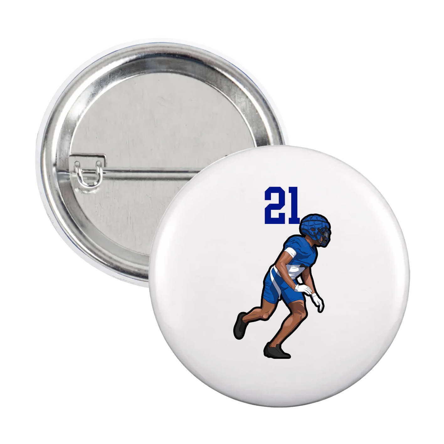 Game Day Button — Number Top in White