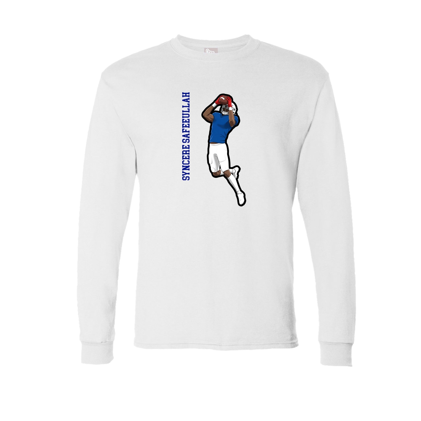 Long Sleeve Tee — Name Vertical in White