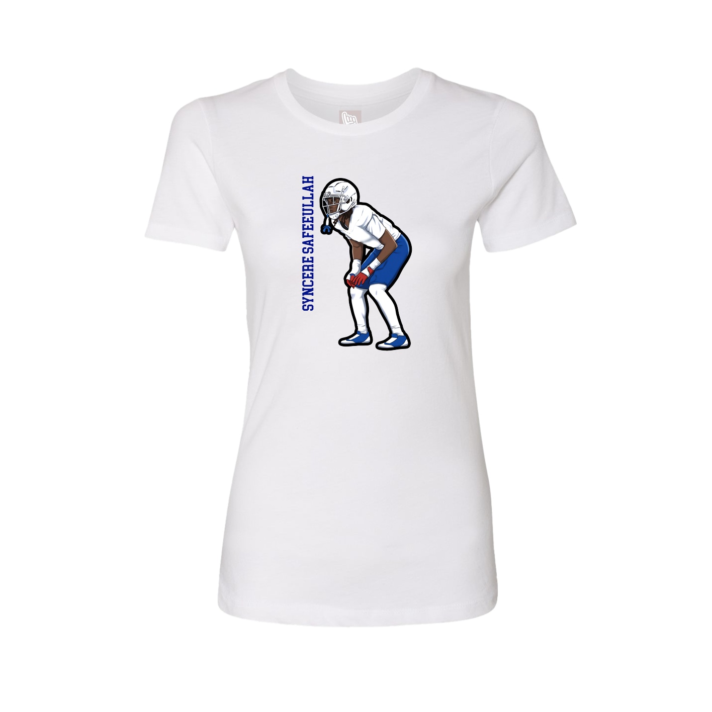 Fitted Women's Tee — Name Vertical in White