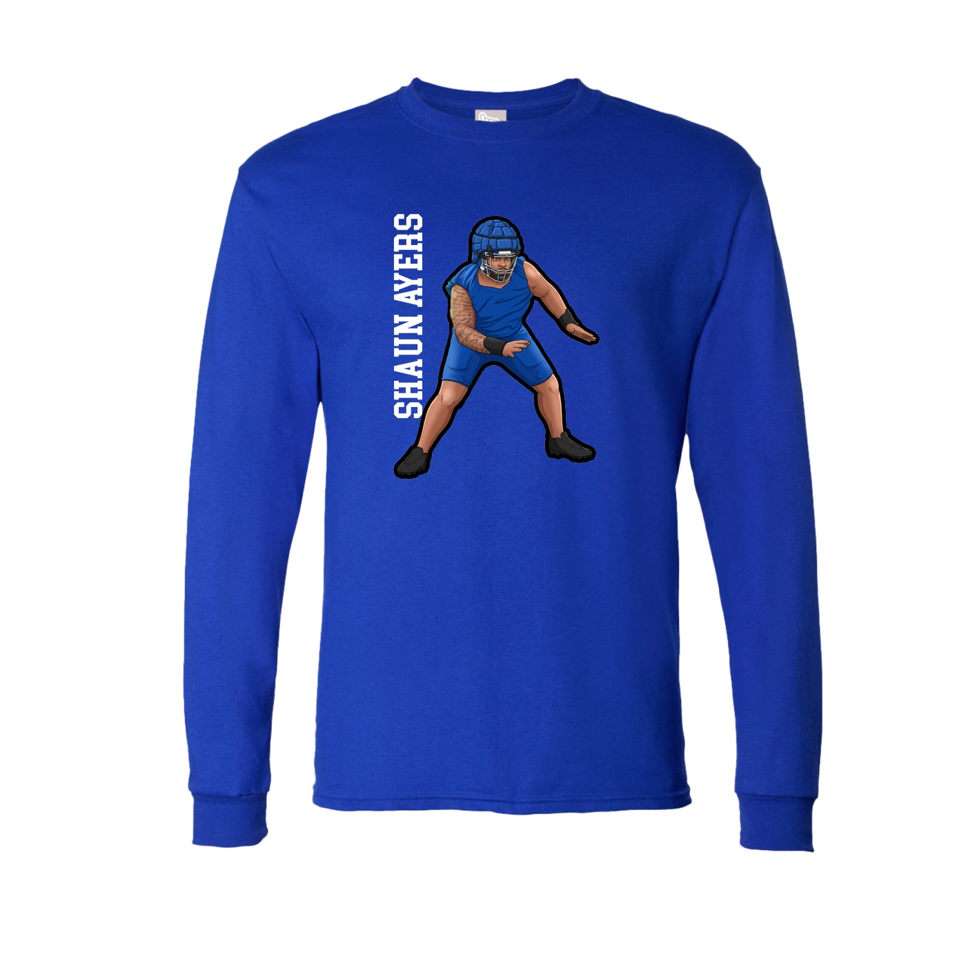 Long Sleeve Tee — Name Vertical in Royal