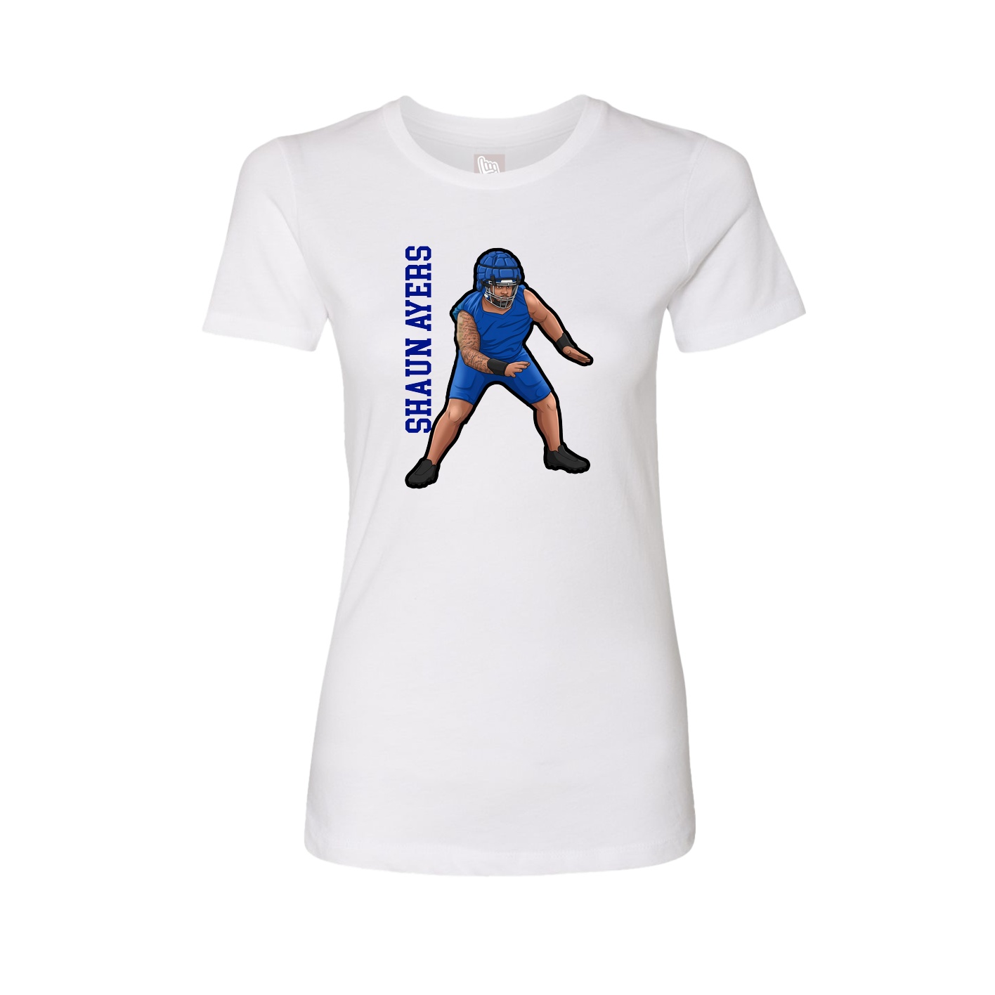 Fitted Women's Tee — Name Vertical in White