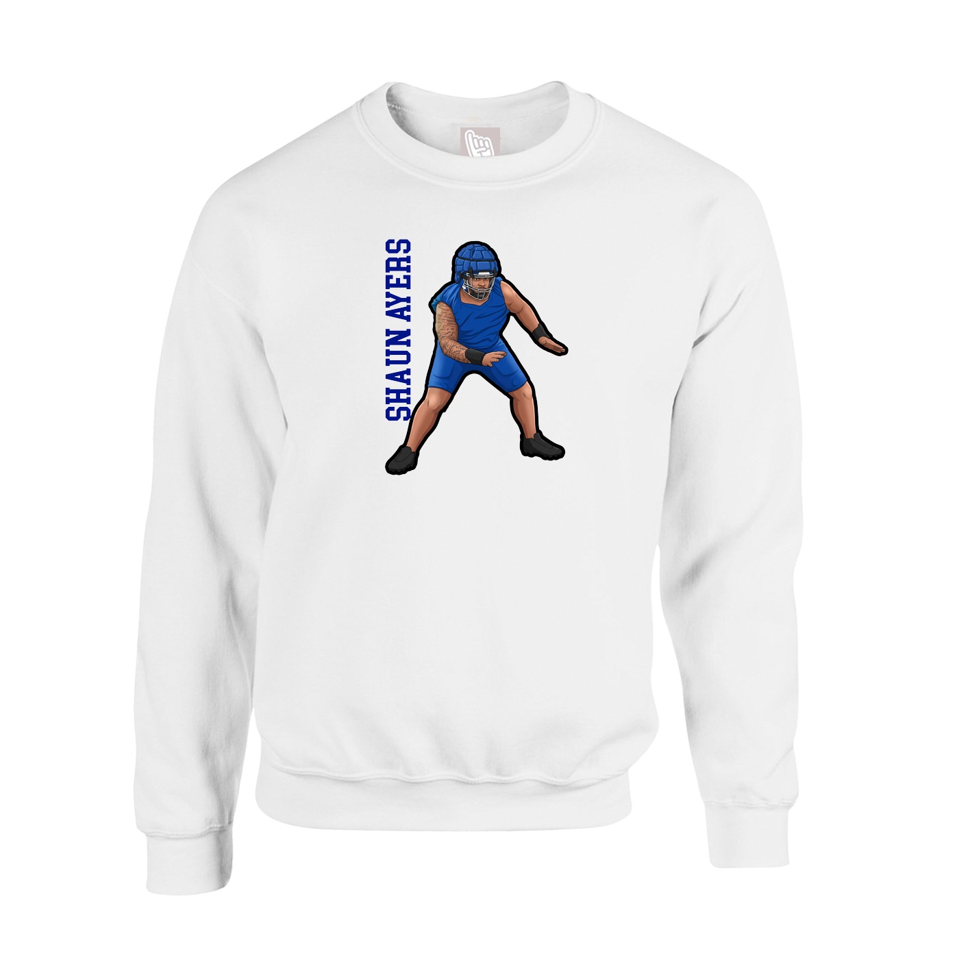 Fleece Crew — Name Vertical in White