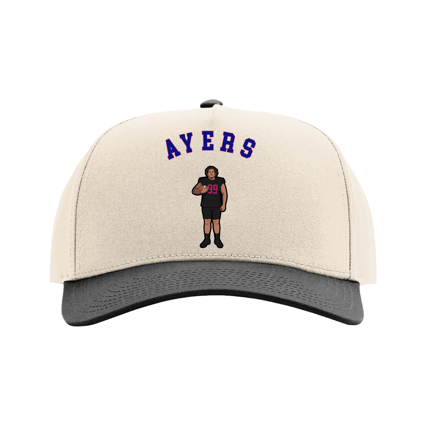 Full Fabric Five-Panel Champ Cap — Shirsey Arch in Cream/Black