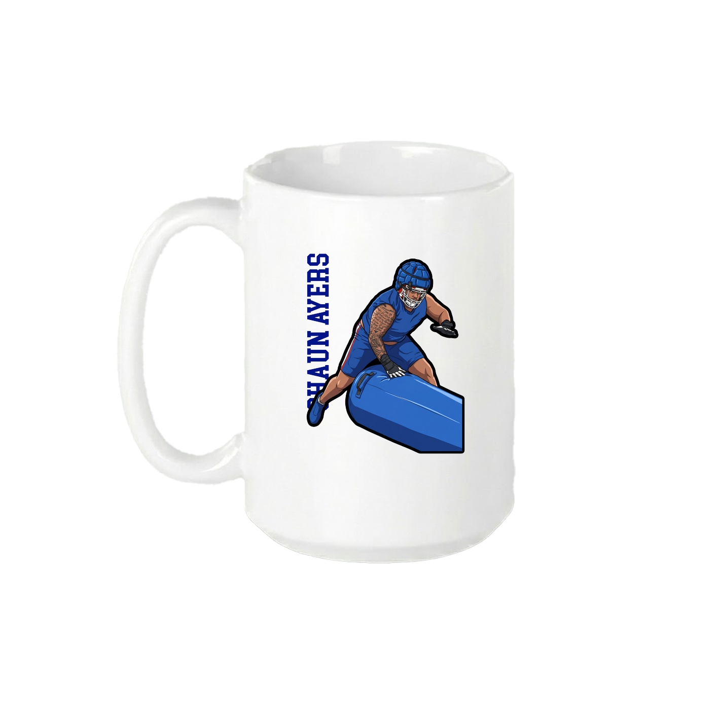 15oz Coffee Mug — Name Vertical in White
