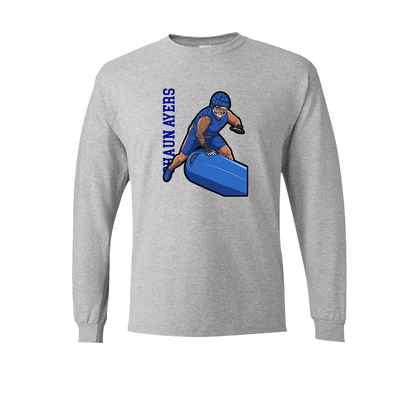 Long Sleeve Tee — Name Vertical in Grey