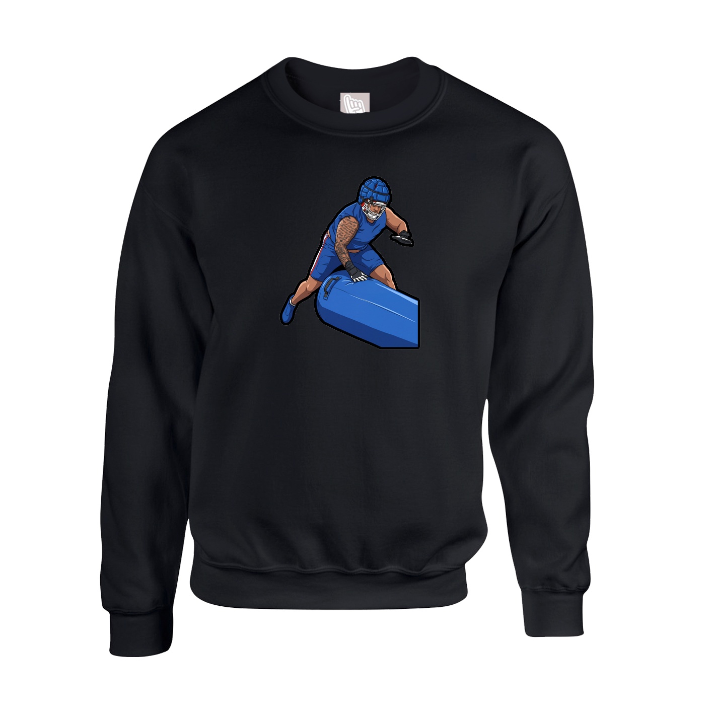 Fleece Crew — Name Vertical in Black