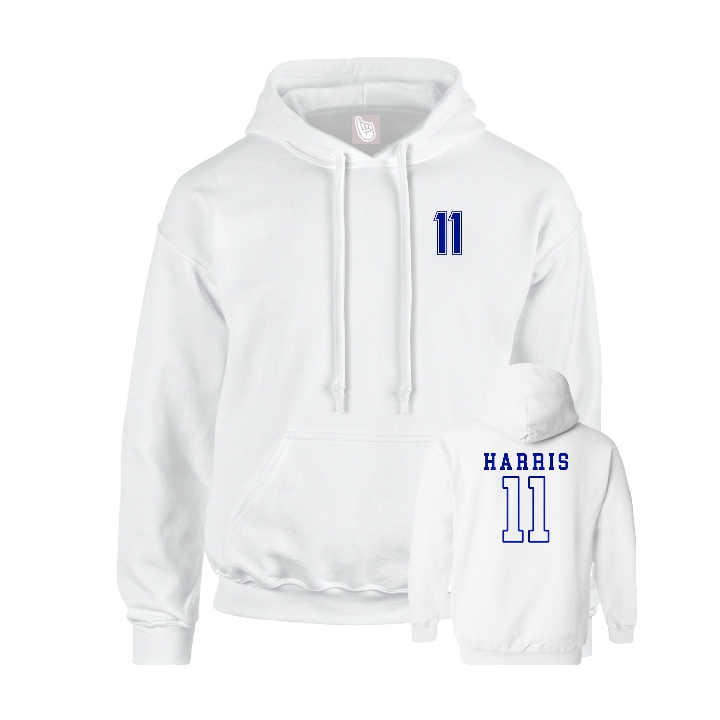 Youth Hoodie — Chest Back in White