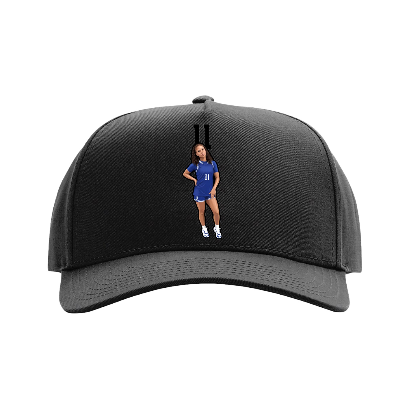 Full Fabric Five-Panel Champ Cap — Number Top in Black