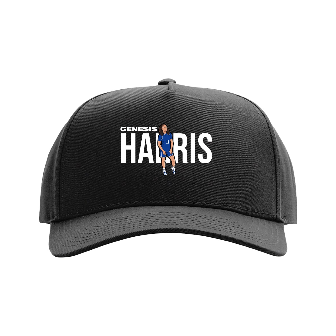 Full Fabric Five-Panel Champ Cap — Player Name in Black