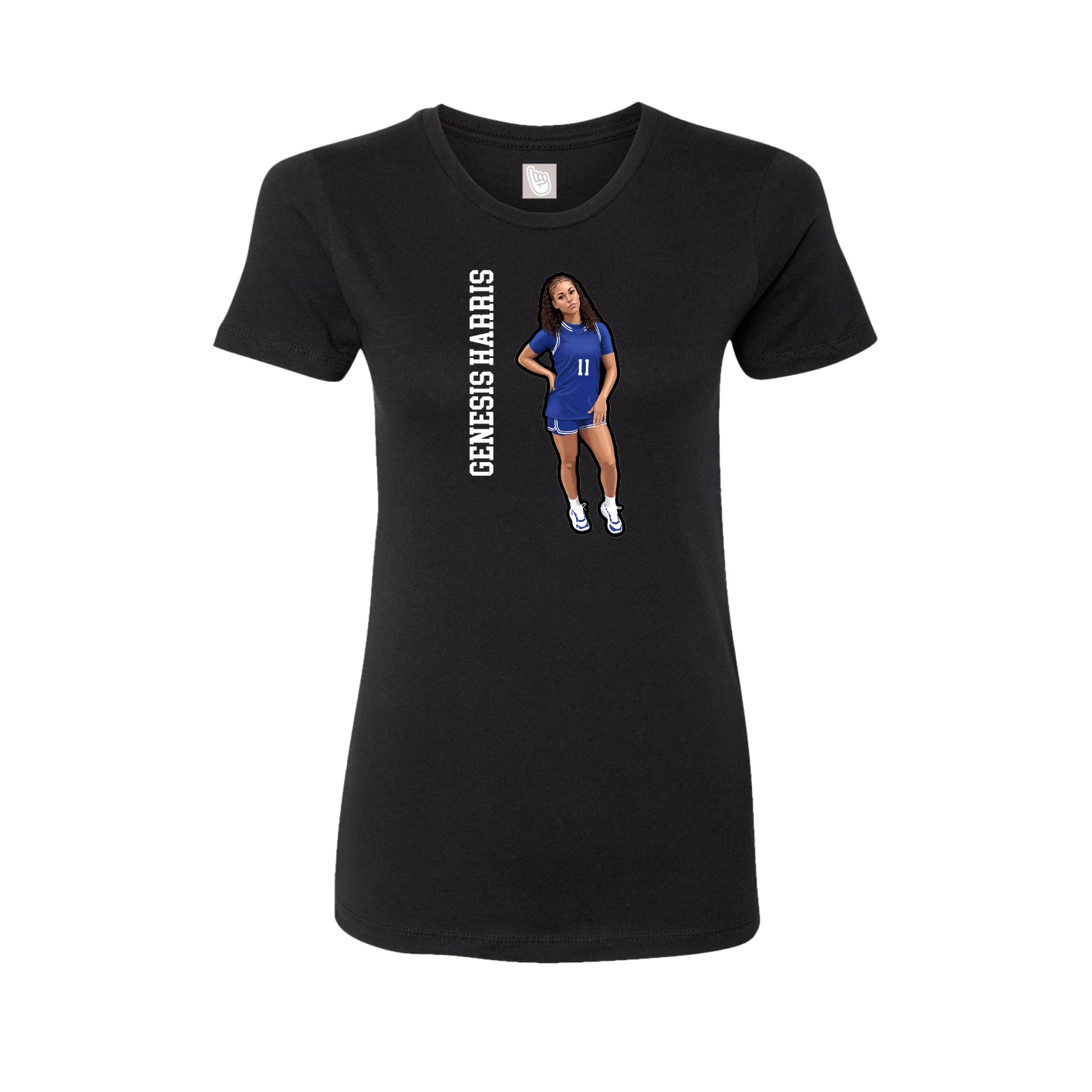 Fitted Women's Tee — Name Vertical in Black