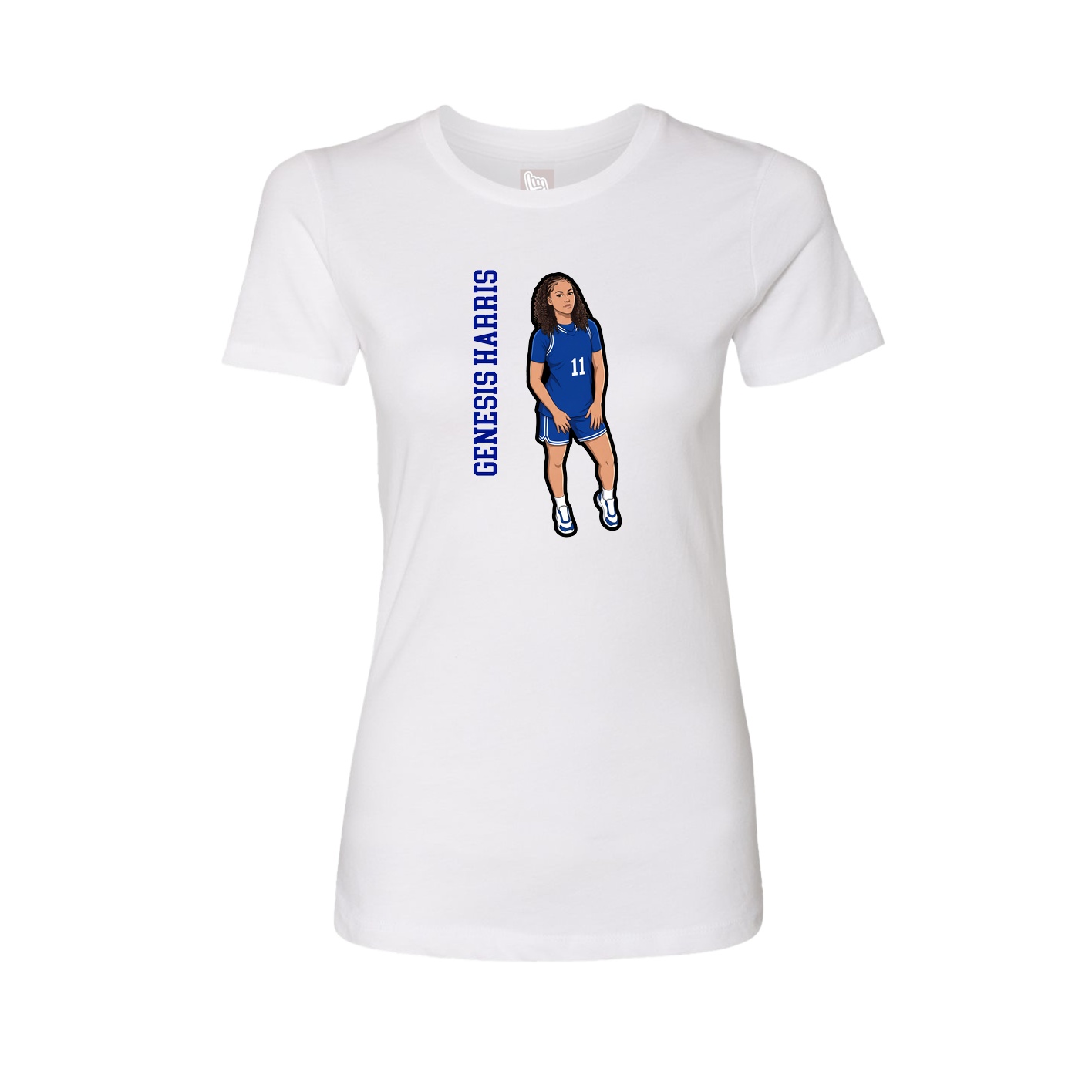 Fitted Women's Tee — Name Vertical in White