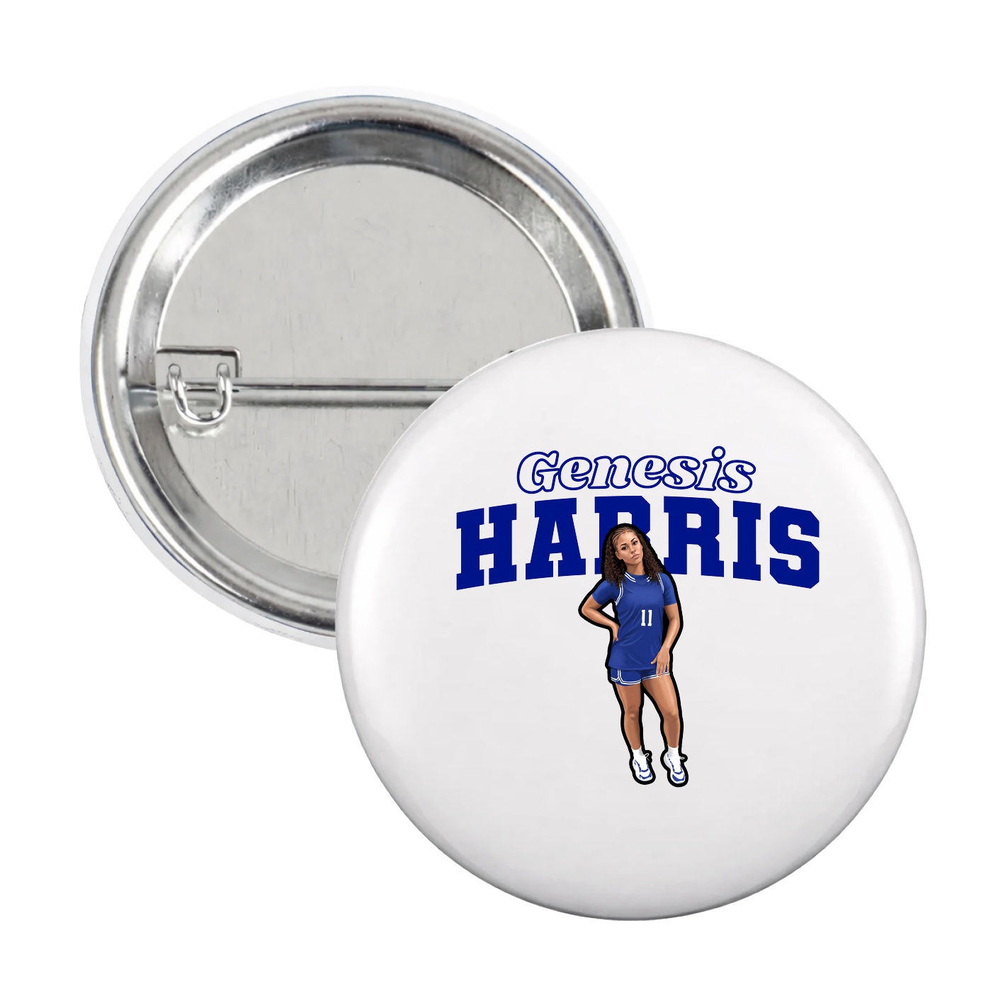 Game Day Button — Name Arch in White