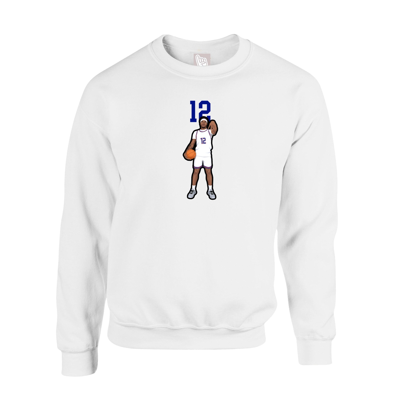 Fleece Crew — Number Top in White