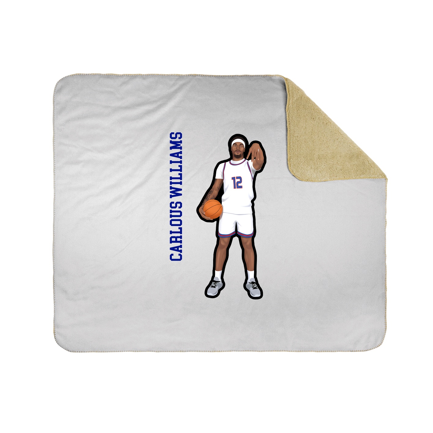 Throw Blanket — Name Vertical in White