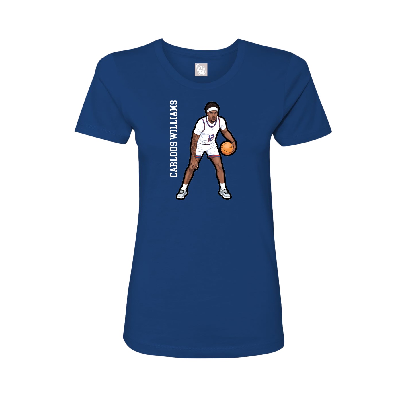 Fitted Women's Tee — Name Vertical in Royal