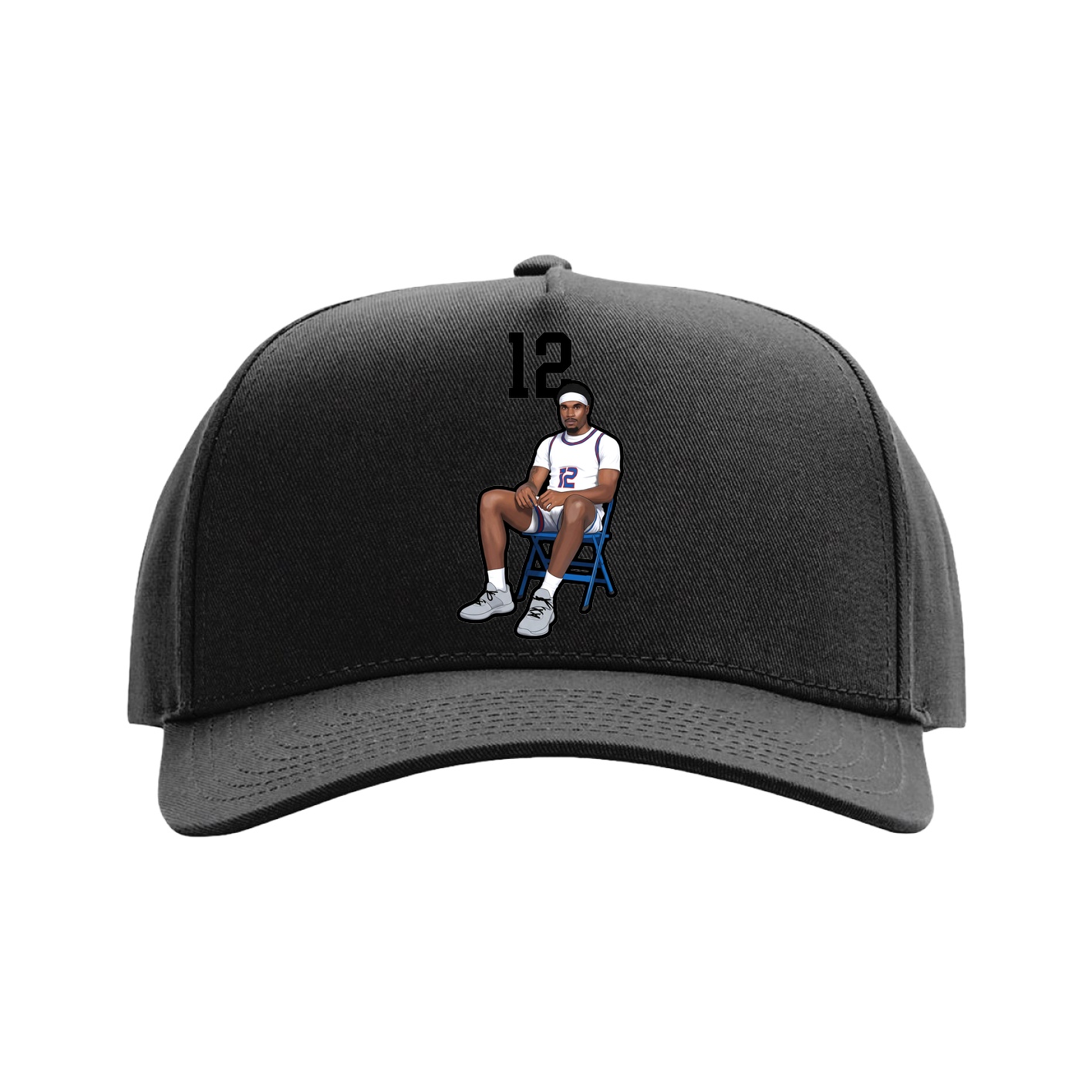 Full Fabric Five-Panel Champ Cap — Number Top in Black