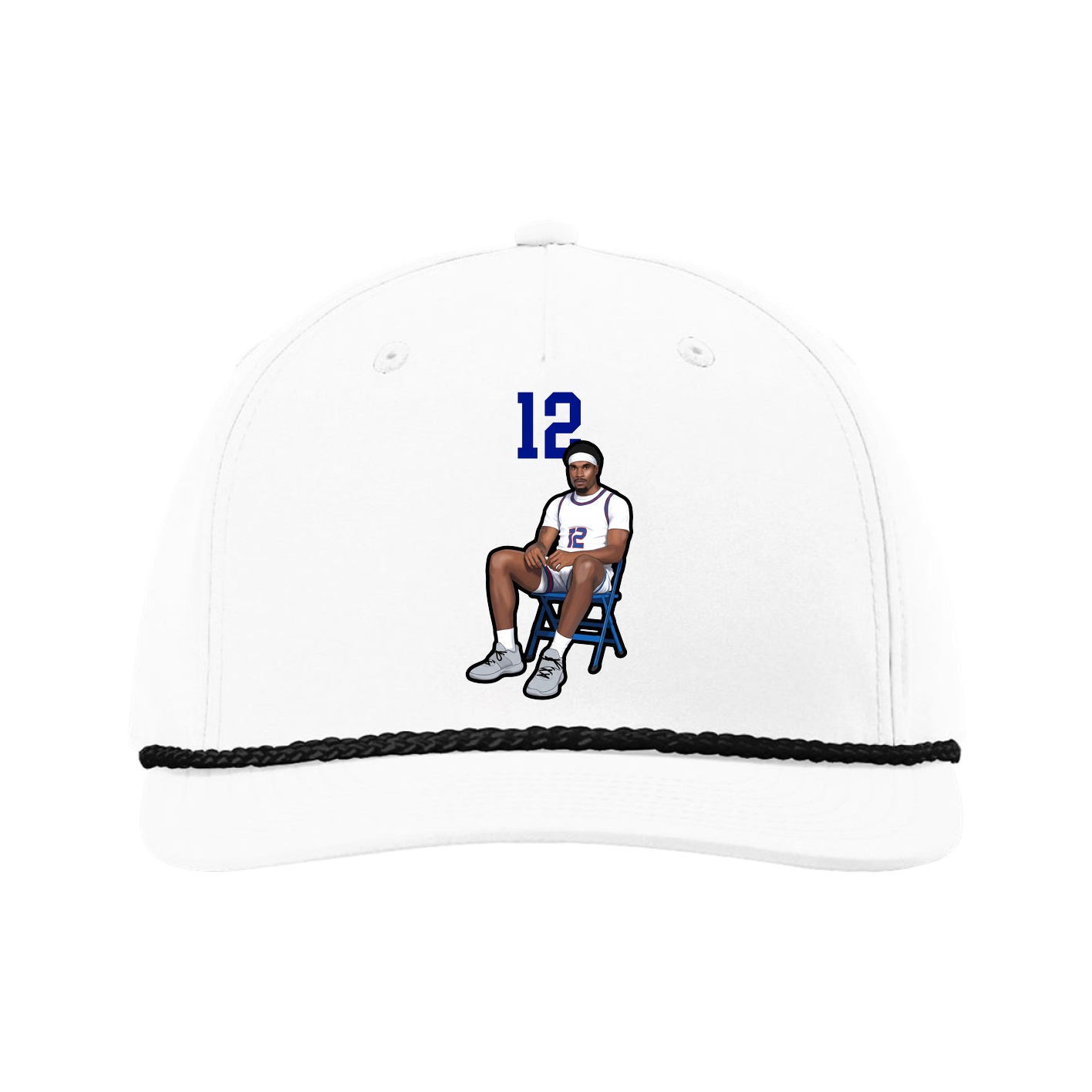 Five-Panel Classic Rope Cap — Number Top in White