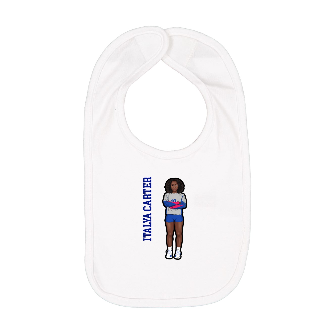 Infant Bib — Name Vertical in White