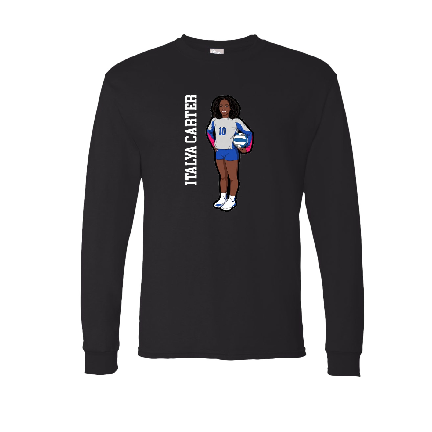 Long Sleeve Tee — Name Vertical in Black