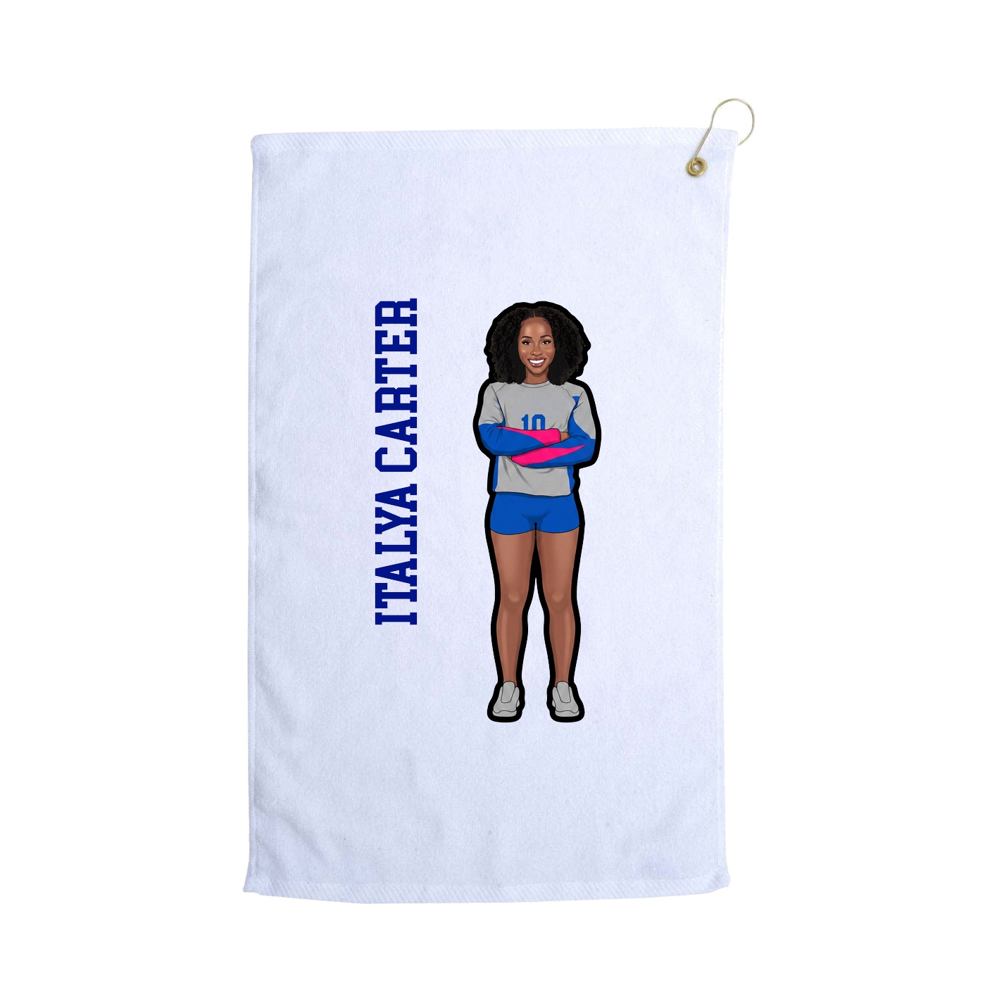 Golf Towel — Name Vertical in White